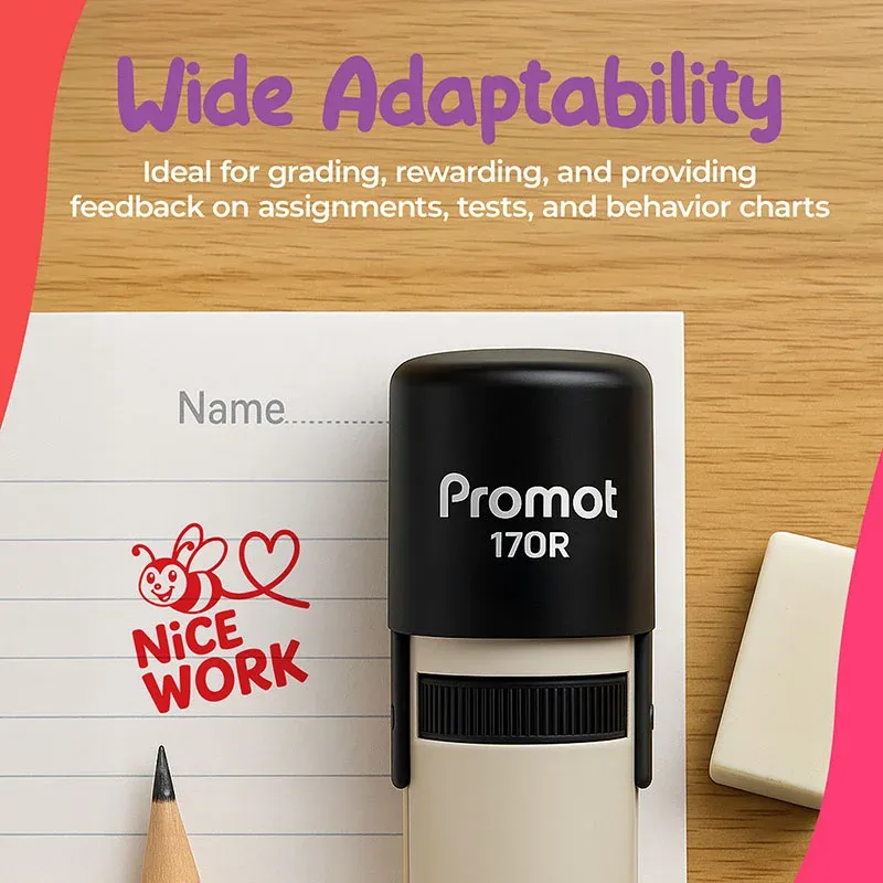 Bee Nice Work Round Teacher Ink Stamp - Character