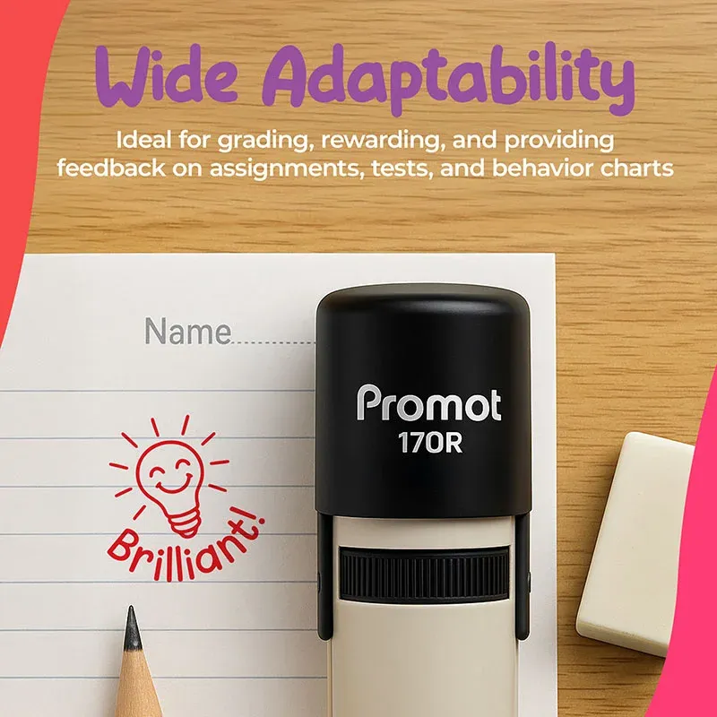 Bulb Brilliant Round Teacher Ink Stamp - Character