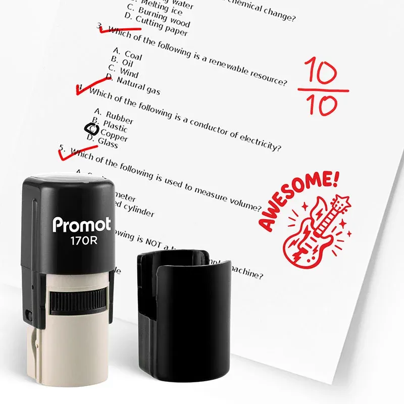 Guitar Awesome Round Teacher Ink Stamp - Character