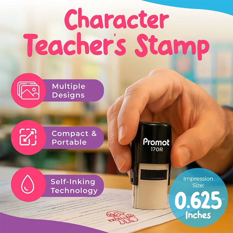 Dog Round Teacher Ink Stamp - Character