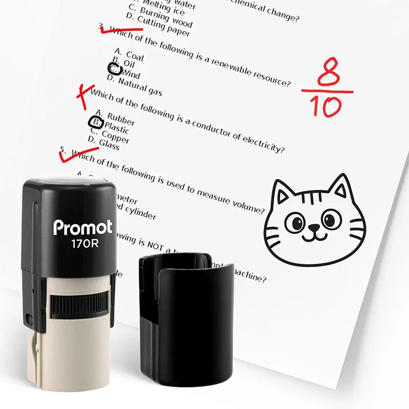 Cat Round Teacher Ink Stamp - Character