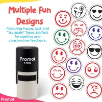 Smiley Face Red Self-Inking Teacher Round Stamp – Emoji