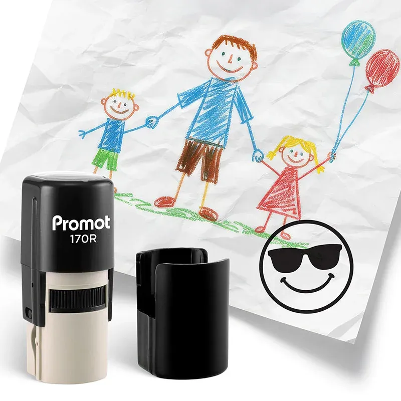 Smirk Shades Black Self-Inking Teacher Round Stamp - Emoji
