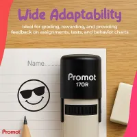 Smirk Shades Black Self-Inking Teacher Round Stamp - Emoji