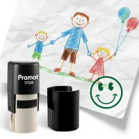 Smiley Face Green Self-Inking Teacher Round Stamp - Emoji