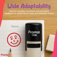 Smiley Red 2 Self-Inking Teacher Round Stamp - Emoji