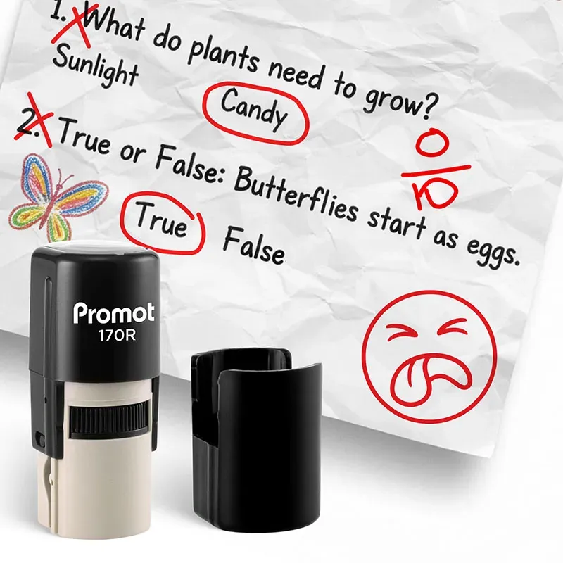 Yuck Face Self-Inking Teacher Round Stamp - Emoji