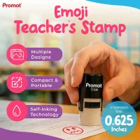 Smiley Squiggly Mouth Self-Inking Teacher Round Stamp - Emoji