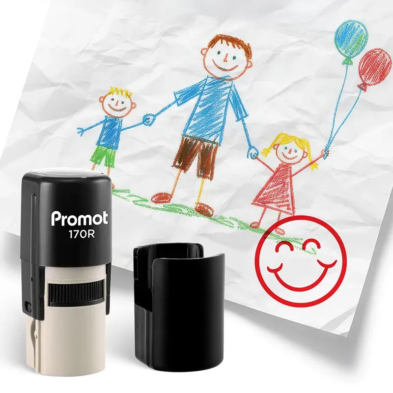 Happy Face Self-Inking Teacher Round Stamp - Emoji