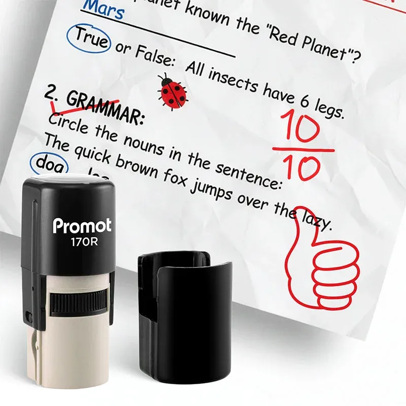 Thumbs Up Outline Red Self-Inking Teacher Stamp Round Stamp - Symbol