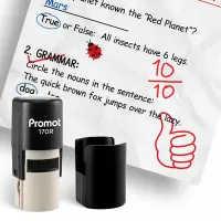 Thumbs Up Outline Red Self-Inking Teacher Stamp Round Stamp - Symbol
