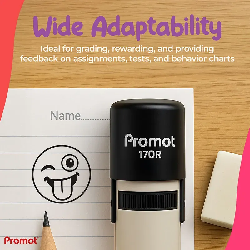 Winking Tongue Self-Inking Teacher Round Stamp - Emoji