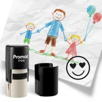 Heart Smiley Self-Inking Teacher Round Stamp - Emoji
