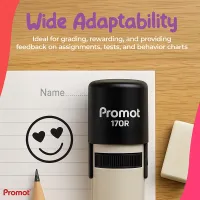 Heart Smiley Self-Inking Teacher Round Stamp - Emoji