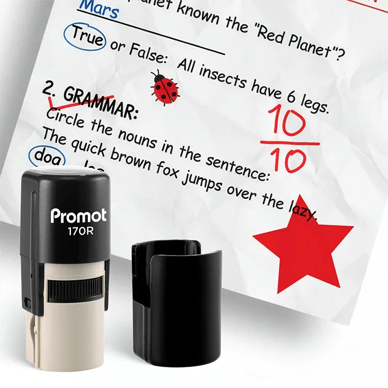 Star Red Self-Inking Teacher Stamp Round Stamp - Symbol