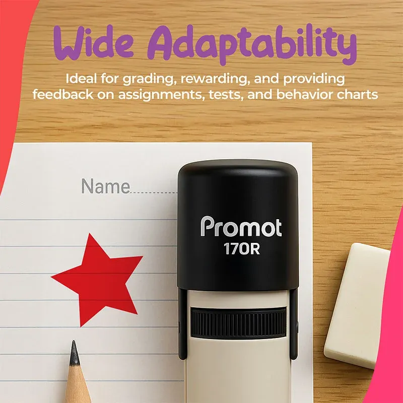 Star Red Self-Inking Teacher Stamp Round Stamp - Symbol