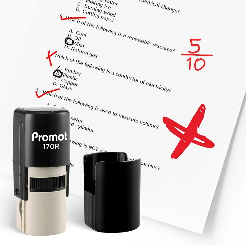 Cross (X) Self-Inking Teacher Stamp Round Stamp - Grading