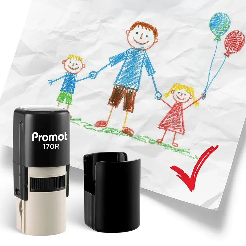 Checkmark (√) Self-Inking Teacher Round Stamp - Grading