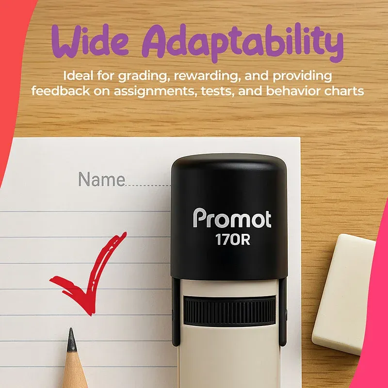 Checkmark (√) Self-Inking Teacher Round Stamp - Grading