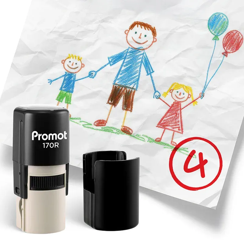 Number 4 Self-Inking Teacher Round Stamp - Grading