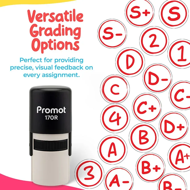 S+ Self-Inking Teacher Round Stamp - Grading