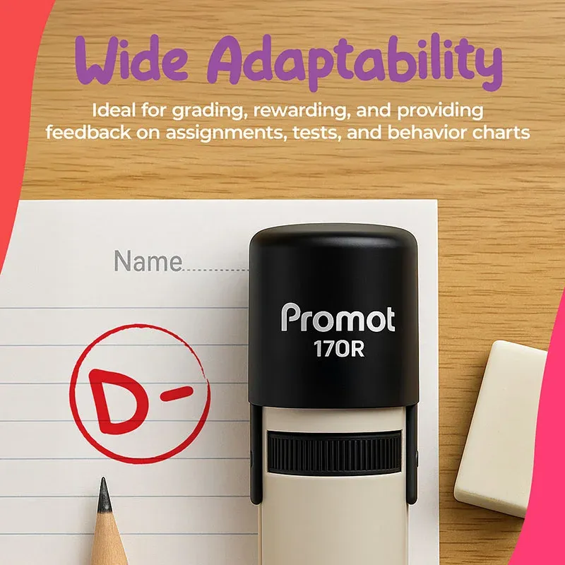 D- Self-Inking Teacher Round Stamp - Grading