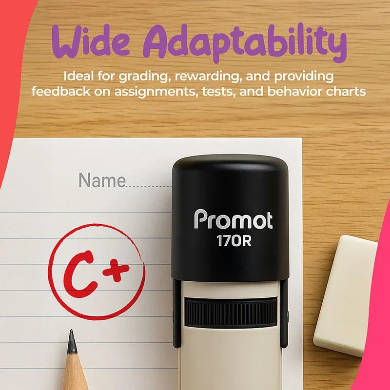 C+ Self-Inking Teacher Round Stamp - Grading