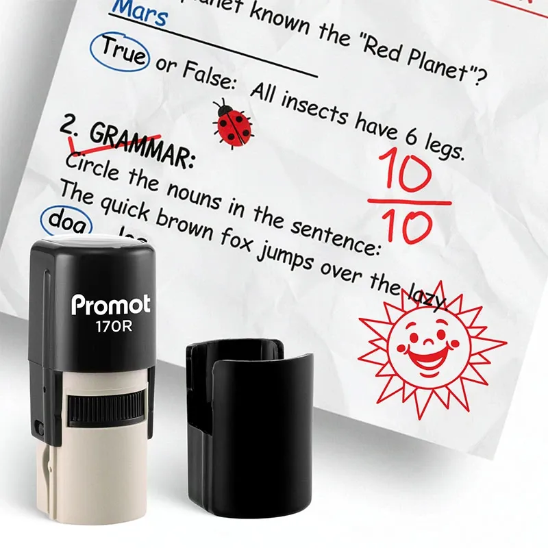 Happy Sun Self-Inking Teacher Stamp Round Stamp - Symbol