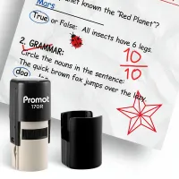Star Outline Red Self-Inking Teacher Stamp Round Stamp - Symbol