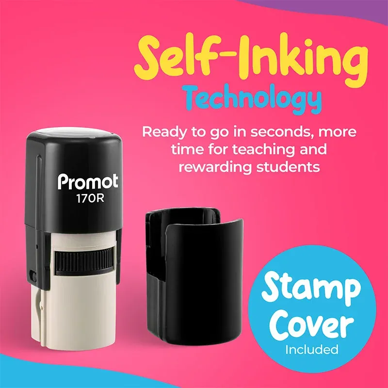 Star Outline Red Self-Inking Teacher Stamp Round Stamp - Symbol