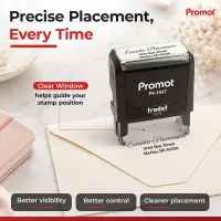 Self-inking Address Stamp with a clear positioning window for accurate impressions