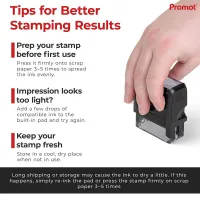 Custom logo stamp tips guide showing how to prep, re-ink, and maintain a self-inking stamp for clean, consistent branding impressions.