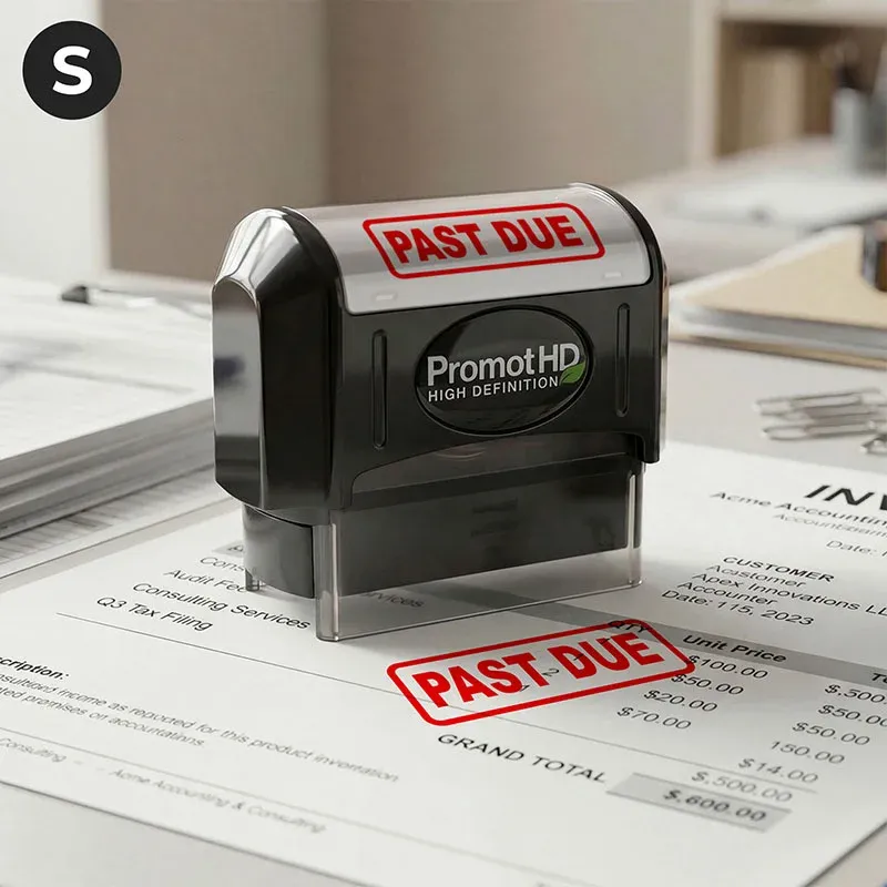 Past Due Ink Stamp – Pre Inked Business Stamp for Invoices & Documents