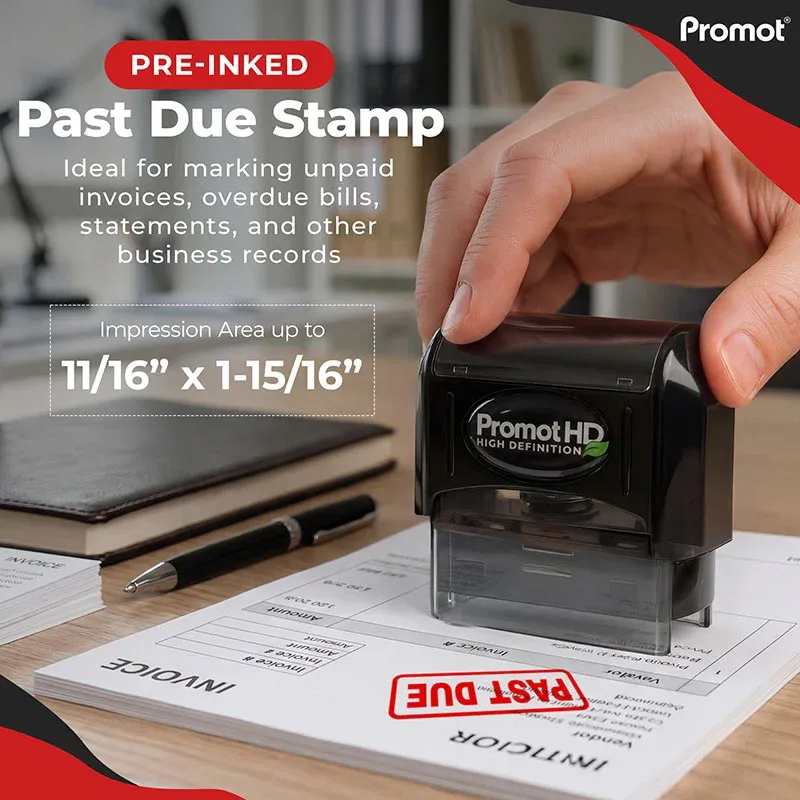 Past Due Ink Stamp – Pre Inked Business Stamp for Invoices & Documents