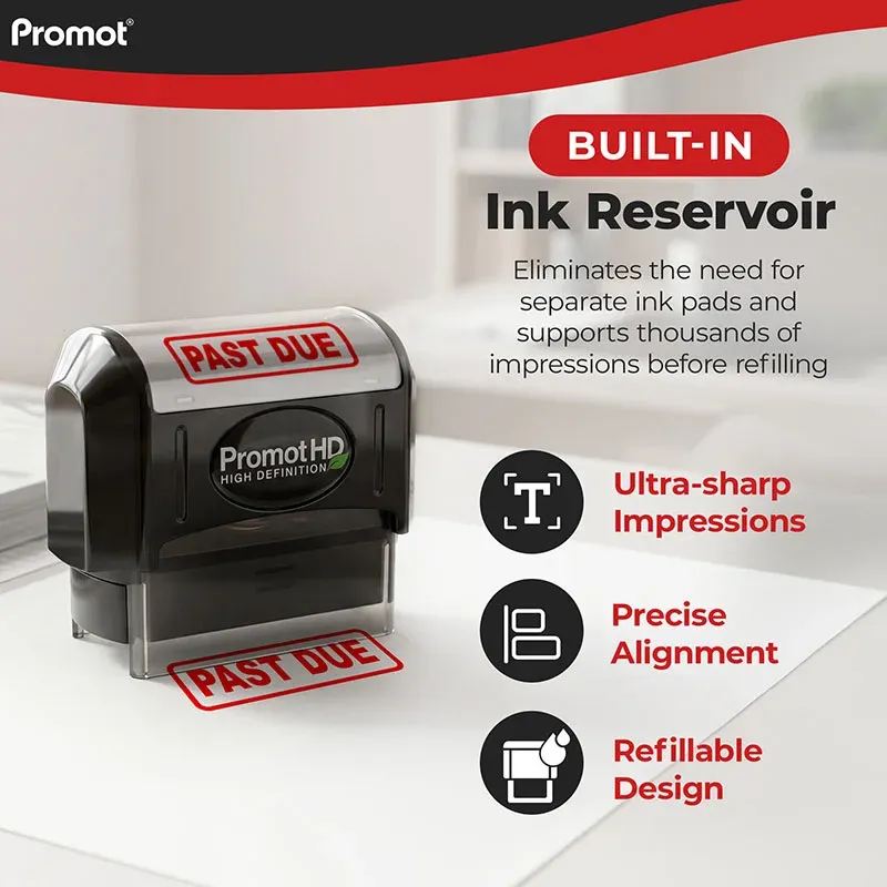 Past Due Ink Stamp – Pre Inked Business Stamp for Invoices & Documents