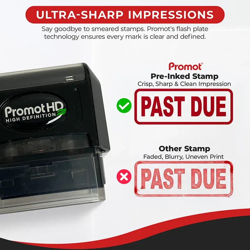 Past Due Ink Stamp – Pre Inked Business Stamp for Invoices & Documents
