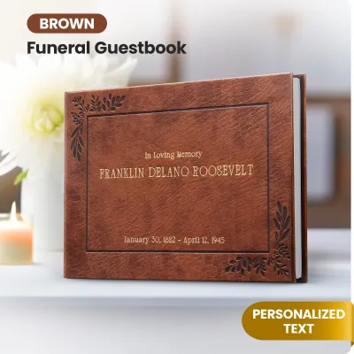 Personalized Funeral Guest Book - Brown