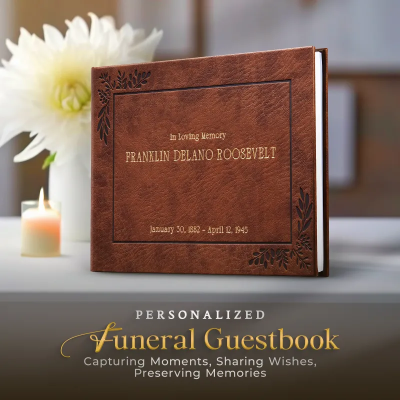 Personalized Funeral Guest Book - Brown