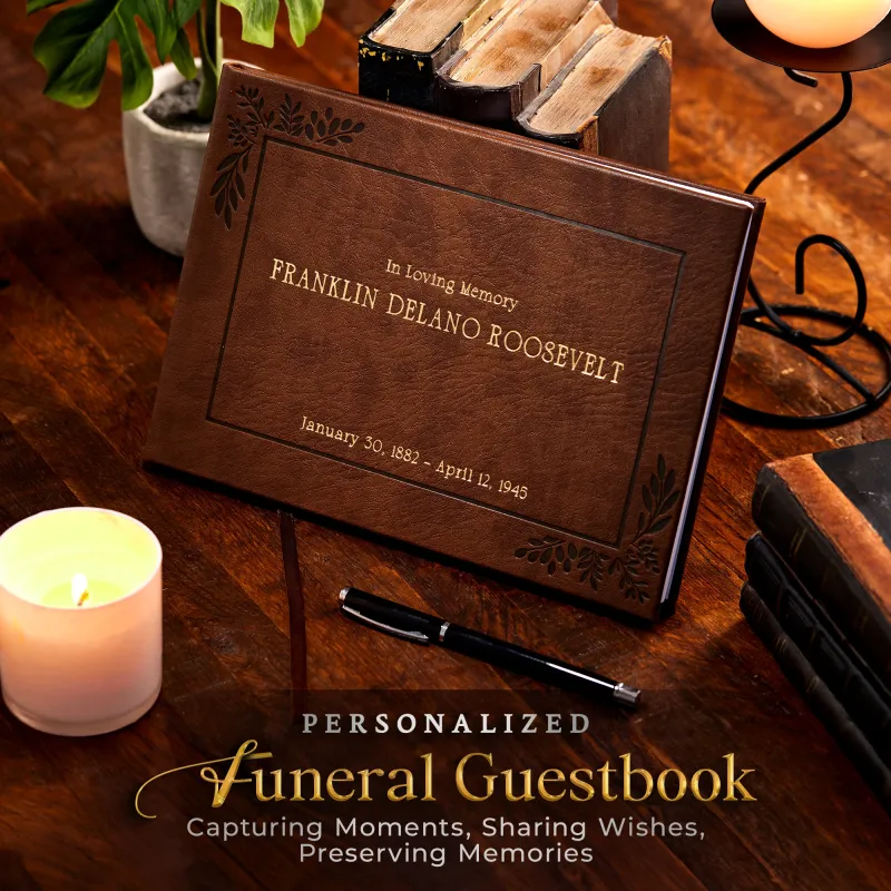 Personalized Funeral Guest Book - Brown