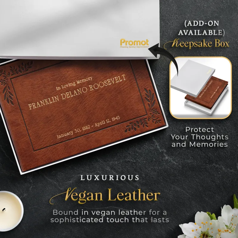 Personalized Funeral Guest Book - Brown