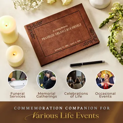 Personalized Funeral Guest Book - Brown