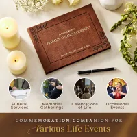 Personalized Funeral Guest Book - Brown