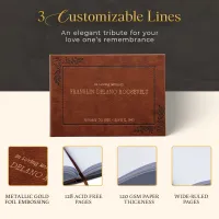 Personalized Funeral Guest Book - Brown