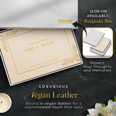 Personalized Funeral Guest Book - Gold