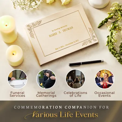 Personalized Funeral Guest Book - Gold