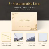 Personalized Funeral Guest Book - Gold