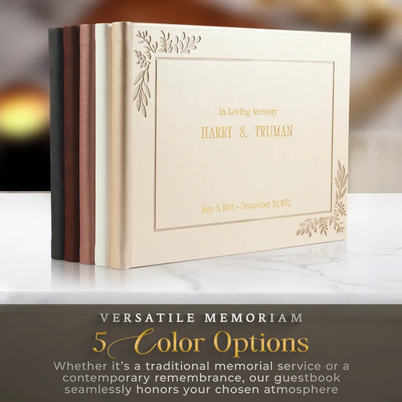 Personalized Funeral Guest Book - Gold