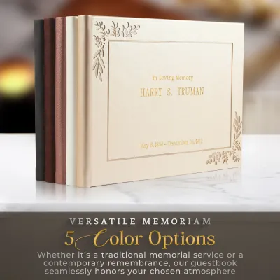 Personalized Funeral Guest Book - Gold