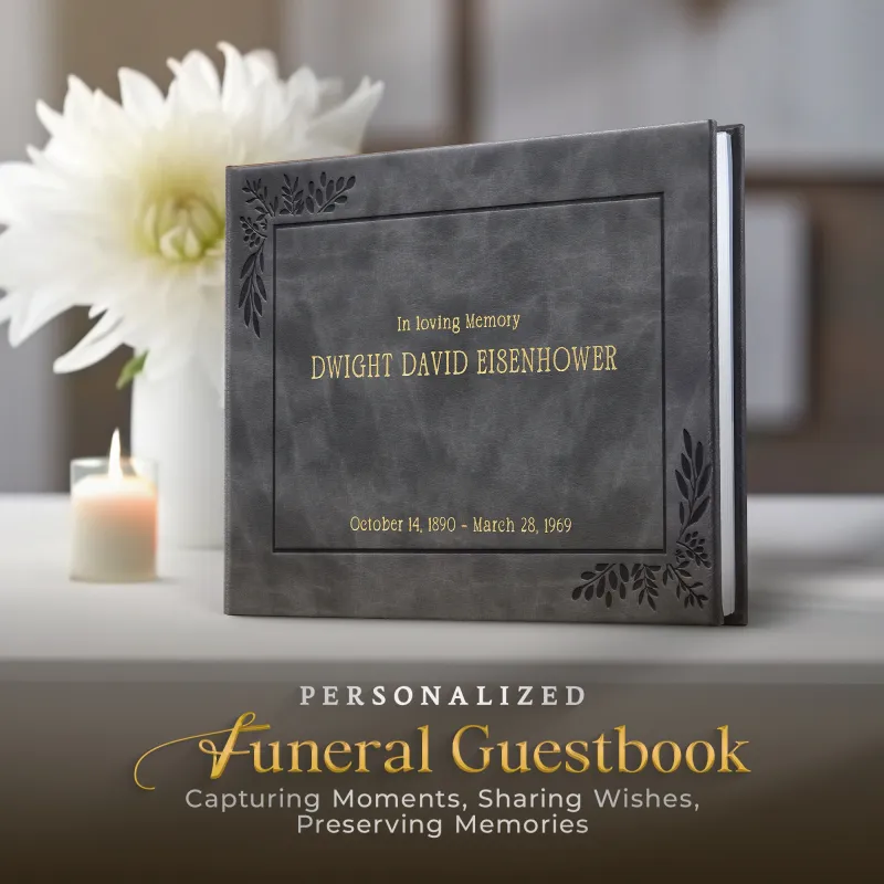 Personalized Funeral Guest Book - Charcoal