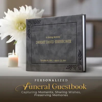 Personalized Funeral Guest Book - Charcoal